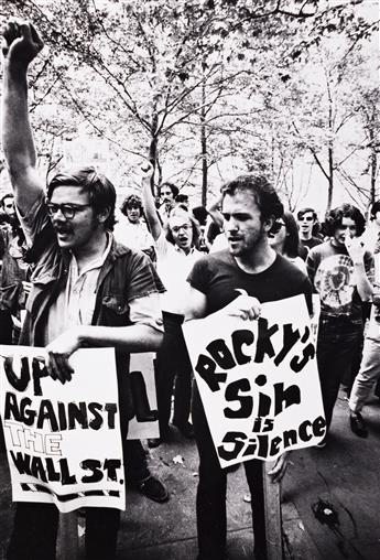 (GAY ACTIVISTS ALLIANCE) A group of 7 photographs of the Rockefeller 5 and GAA protestors.
